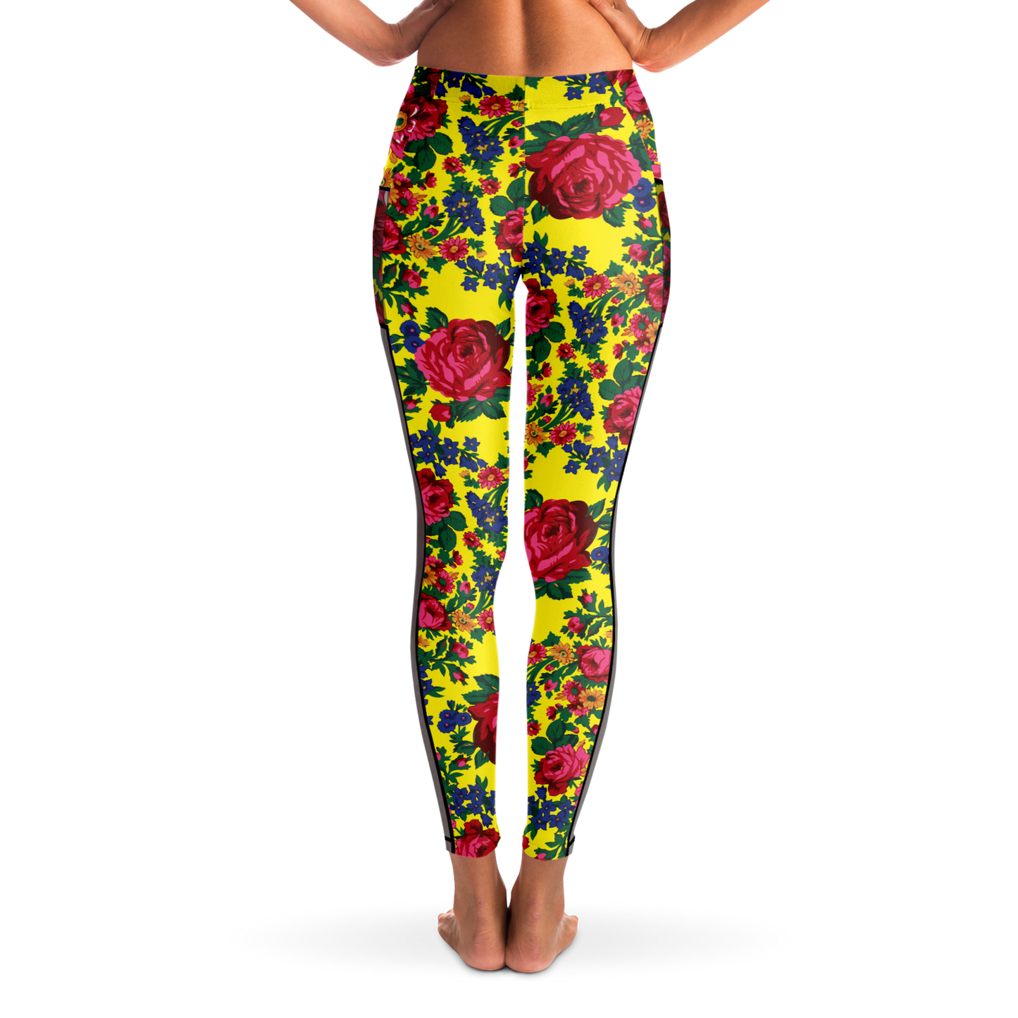 Kokum Floral (Yellow) - Side Mesh with Pocket Legging