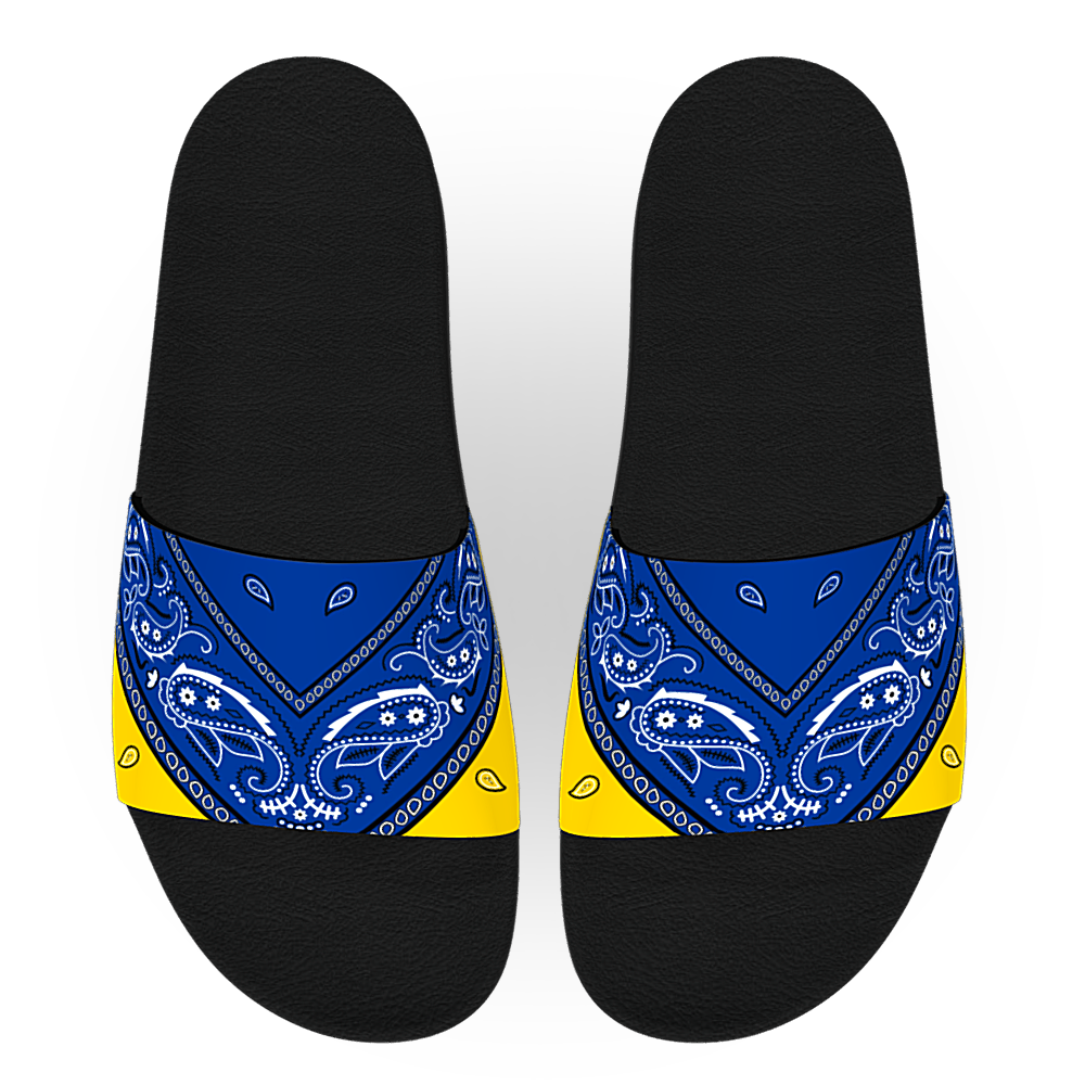 "LA" Blue and Gold Bandana - Unisex Slide Sandal