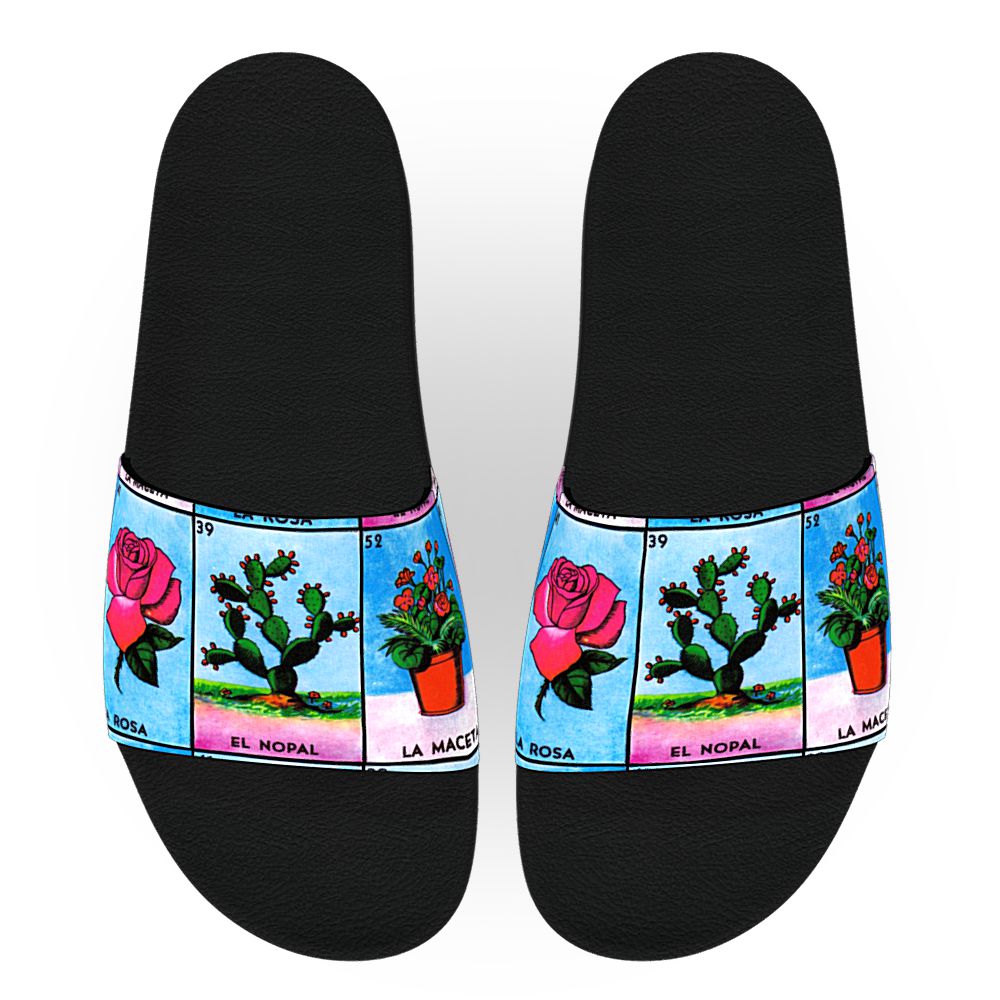 Lotería (Rosa, Nopal, Maceta) - Unisex Slide Sandal