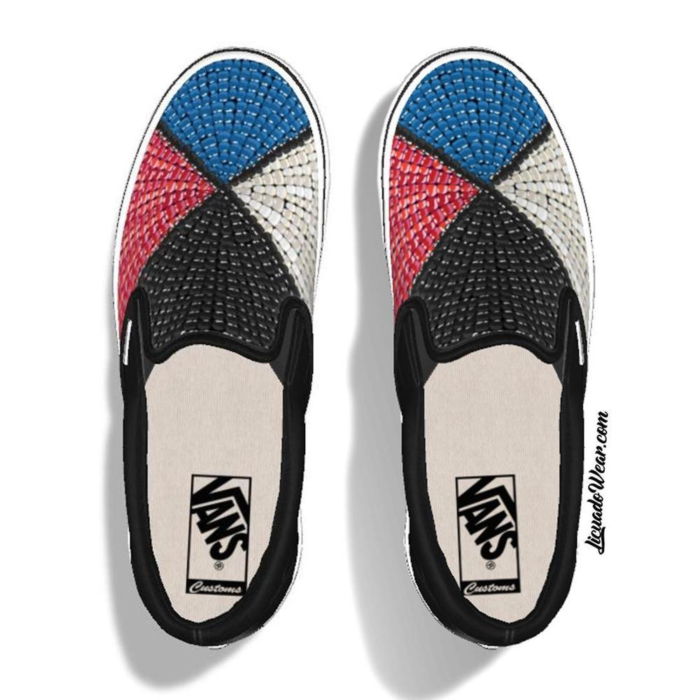 Mexica Medicine Wheel (Digital Beadwork) - SLIP ON Custom VANS-Shoes-Licuado Wear