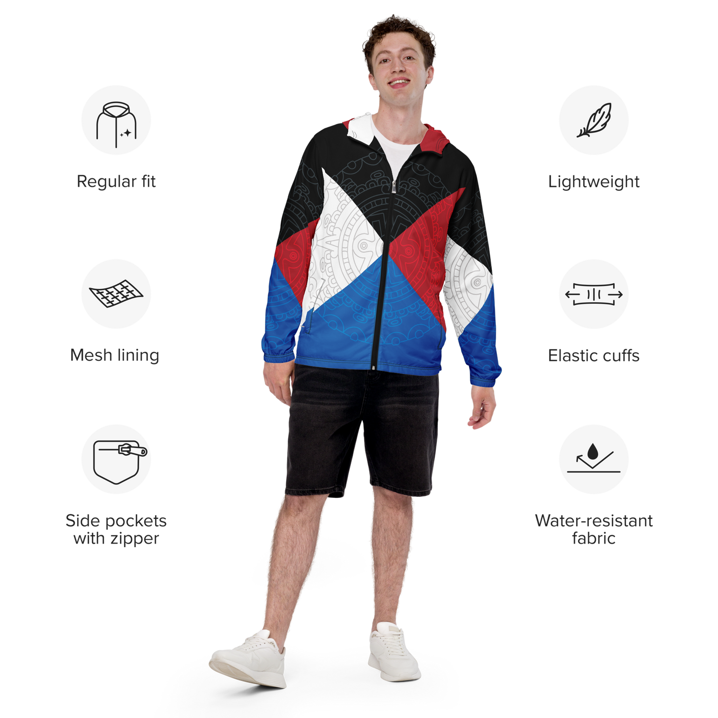 Mexica Nahui Ollin Four Directions - Unisex Windbreaker Jacket