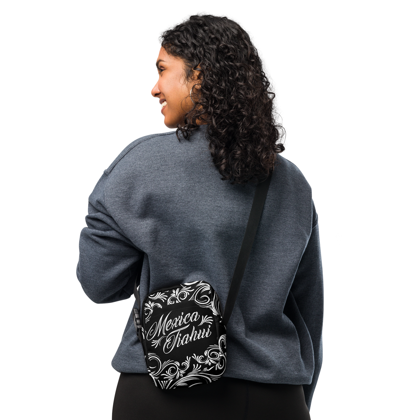 Mexica Tiahui (Black & White) - Unisex Crossbody Bag