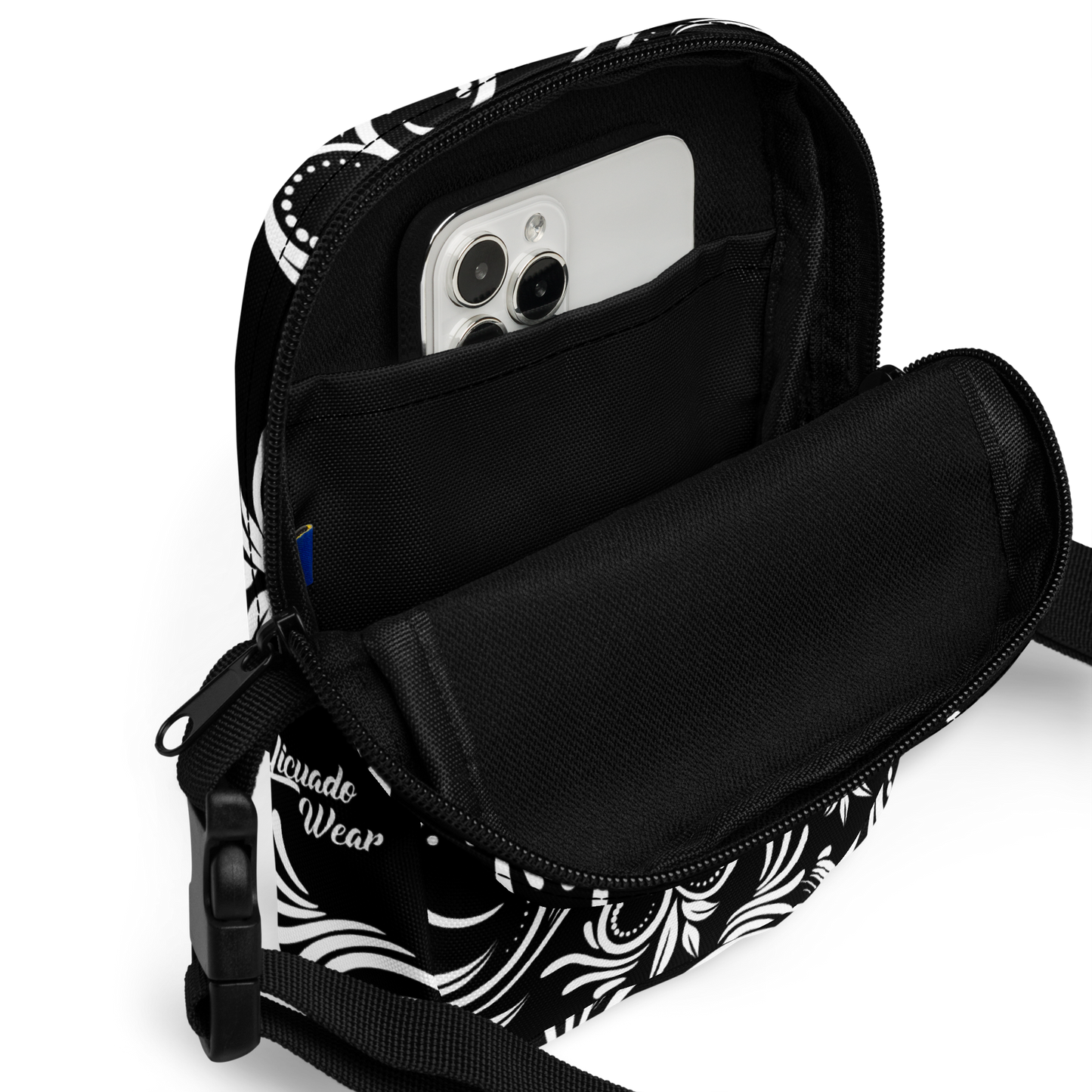 Mexica Tiahui (Black & White) - Unisex Crossbody Bag