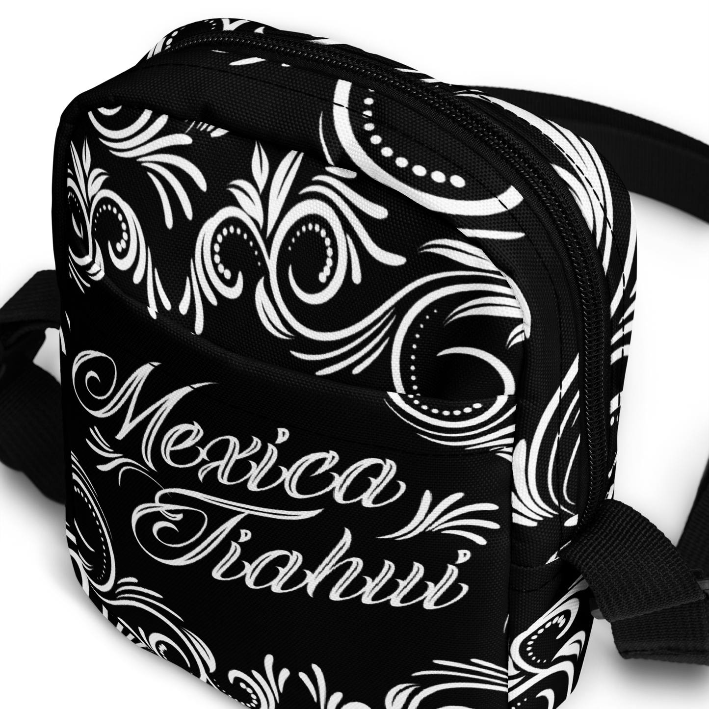 Mexica Tiahui (Black & White) - Unisex Crossbody Bag