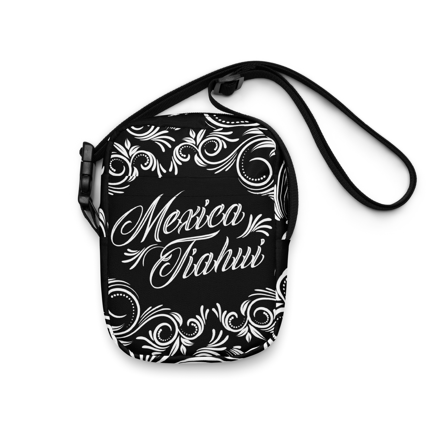 Mexica Tiahui (Black & White) - Unisex Crossbody Bag