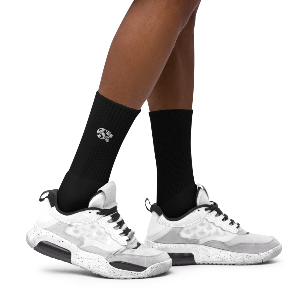 Mictlantecuhtli - Black Unisex Embroidered Socks (2 sizes avail.)
