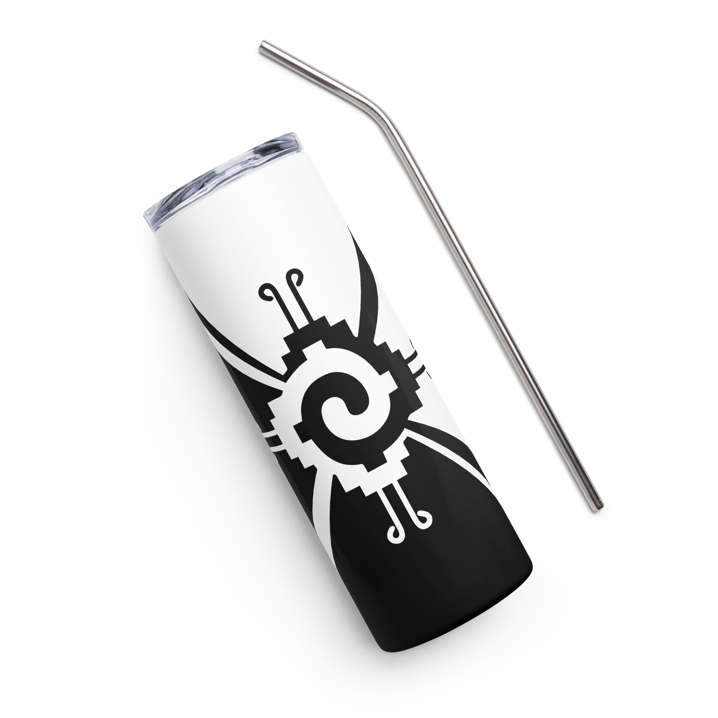 Nahui Papalotl or Hunab Ku (Black & White) - 20 oz. stainless steel hot & cold tumbler