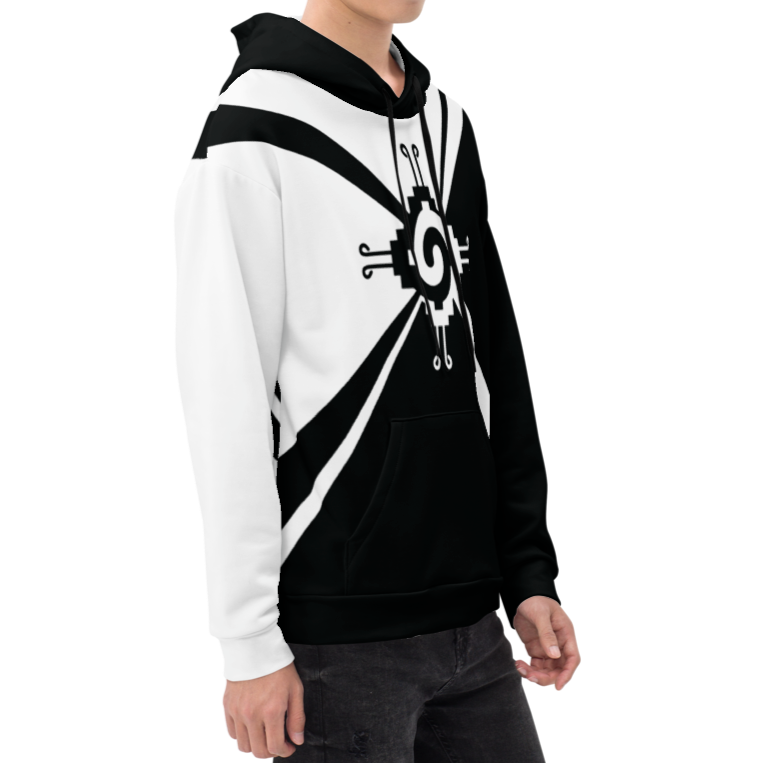 Nahui Papalotl or Hunab Ku (Black & White) - All-Over Print Unisex Hoodie