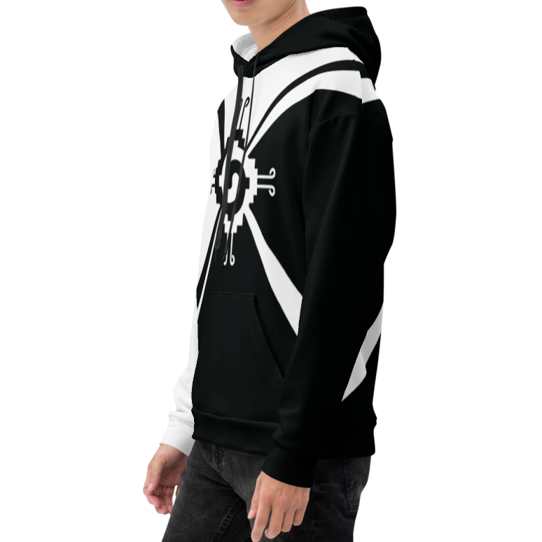 Nahui Papalotl or Hunab Ku (Black & White) - All-Over Print Unisex Hoodie