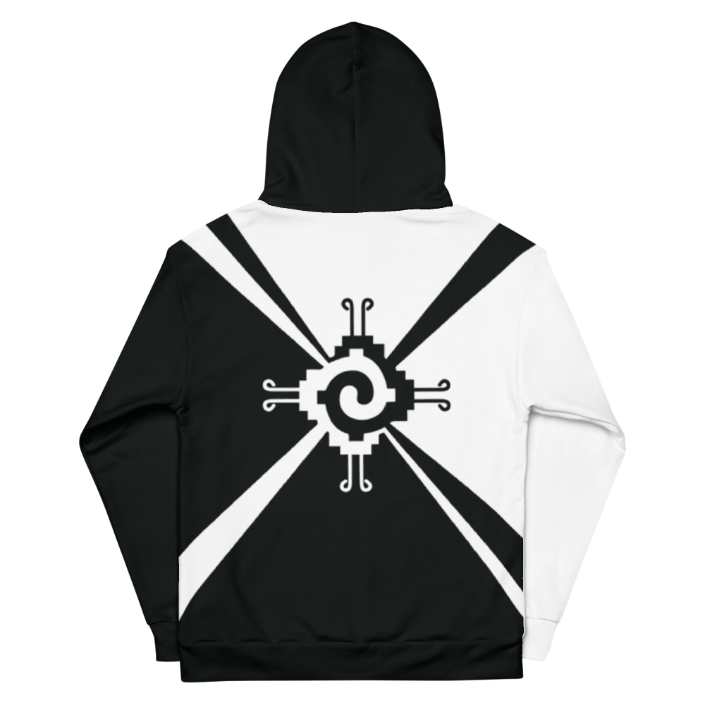 Nahui Papalotl or Hunab Ku (Black & White) - All-Over Print Unisex Hoodie