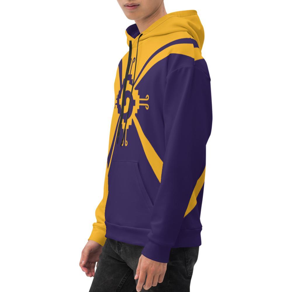 Nahui Papalotl or Hunab Ku (Gold and Purple) - All-Over Print Unisex Hoodie