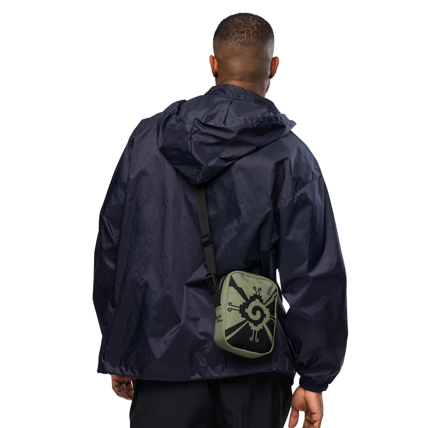 Nahui Papalotl or Hunab Ku (Olive Green & Black) - Unisex Crossbody Bag