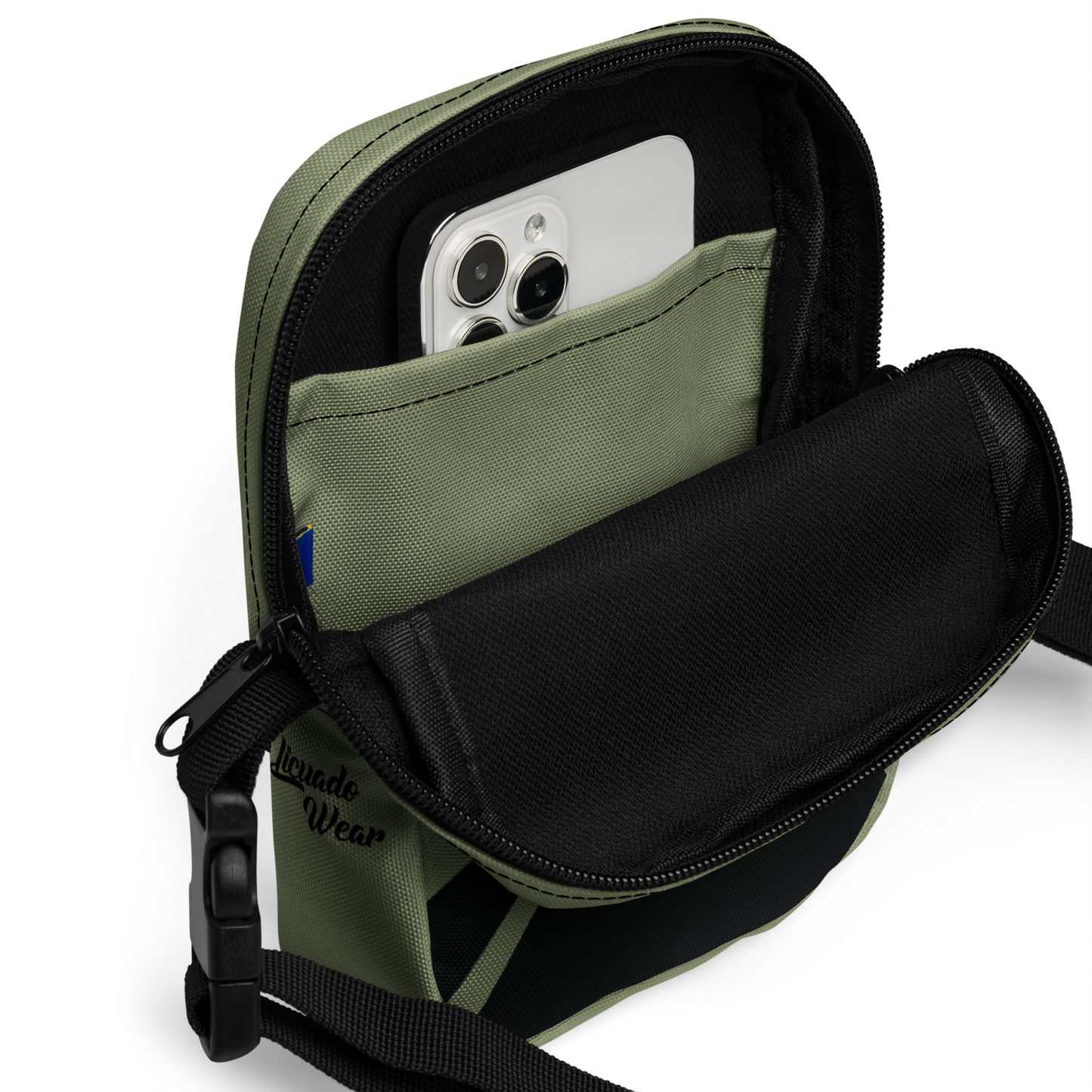 Nahui Papalotl or Hunab Ku (Olive Green & Black) - Unisex Crossbody Bag