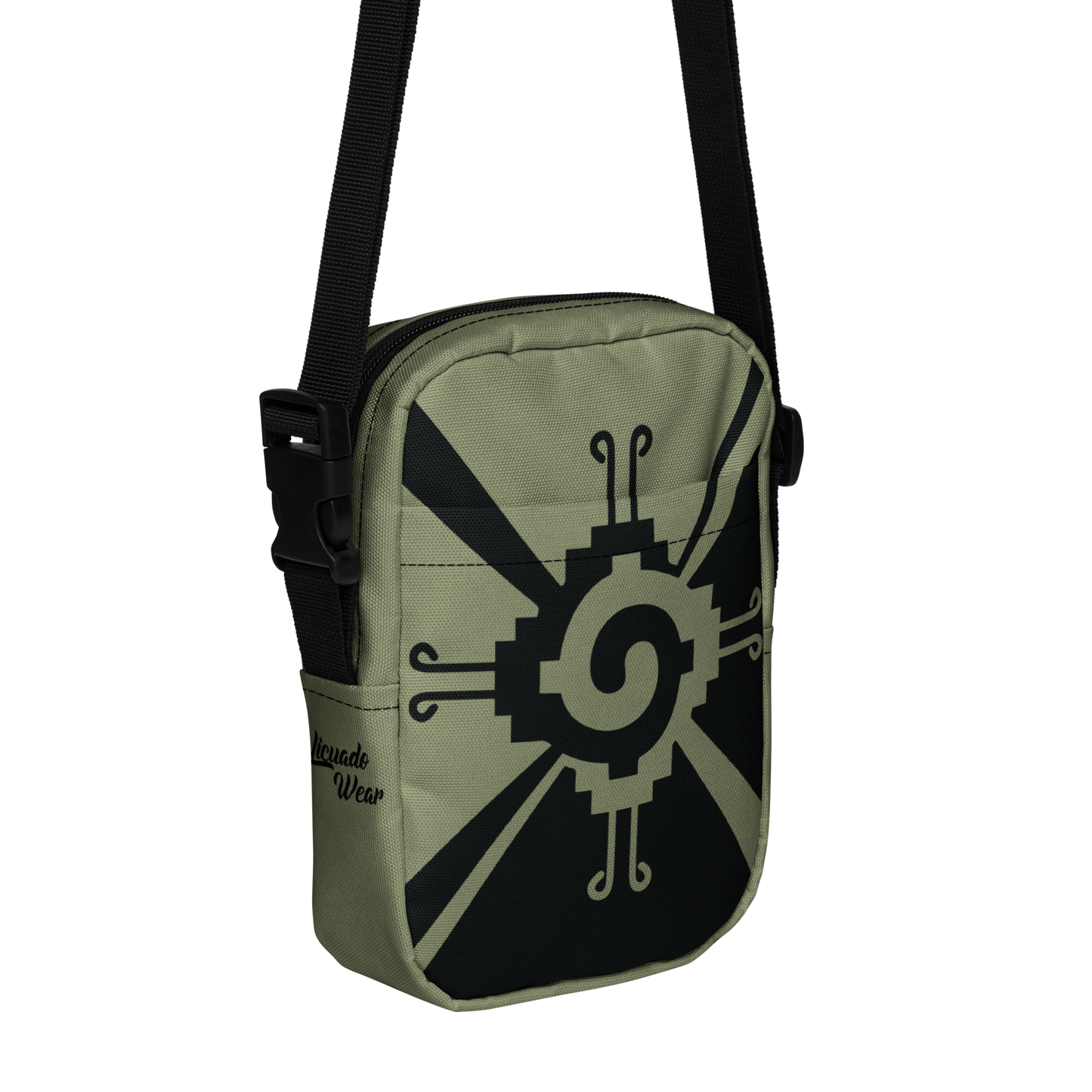 Nahui Papalotl or Hunab Ku (Olive Green & Black) - Unisex Crossbody Bag