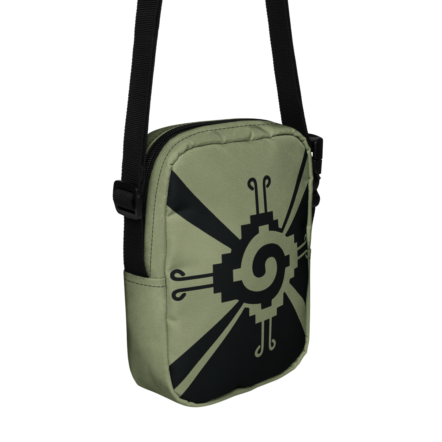 Nahui Papalotl or Hunab Ku (Olive Green & Black) - Unisex Crossbody Bag