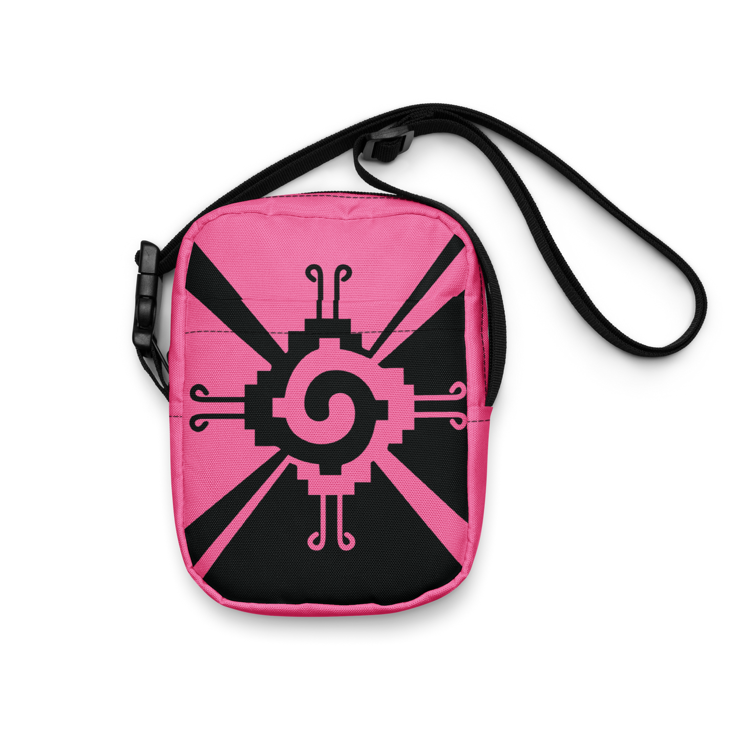 Nahui Papalotl or Hunab Ku (Pink & Black) - Unisex Crossbody Bag