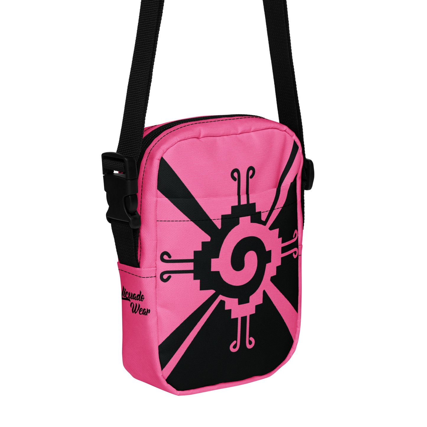 Nahui Papalotl or Hunab Ku (Pink & Black) - Unisex Crossbody Bag