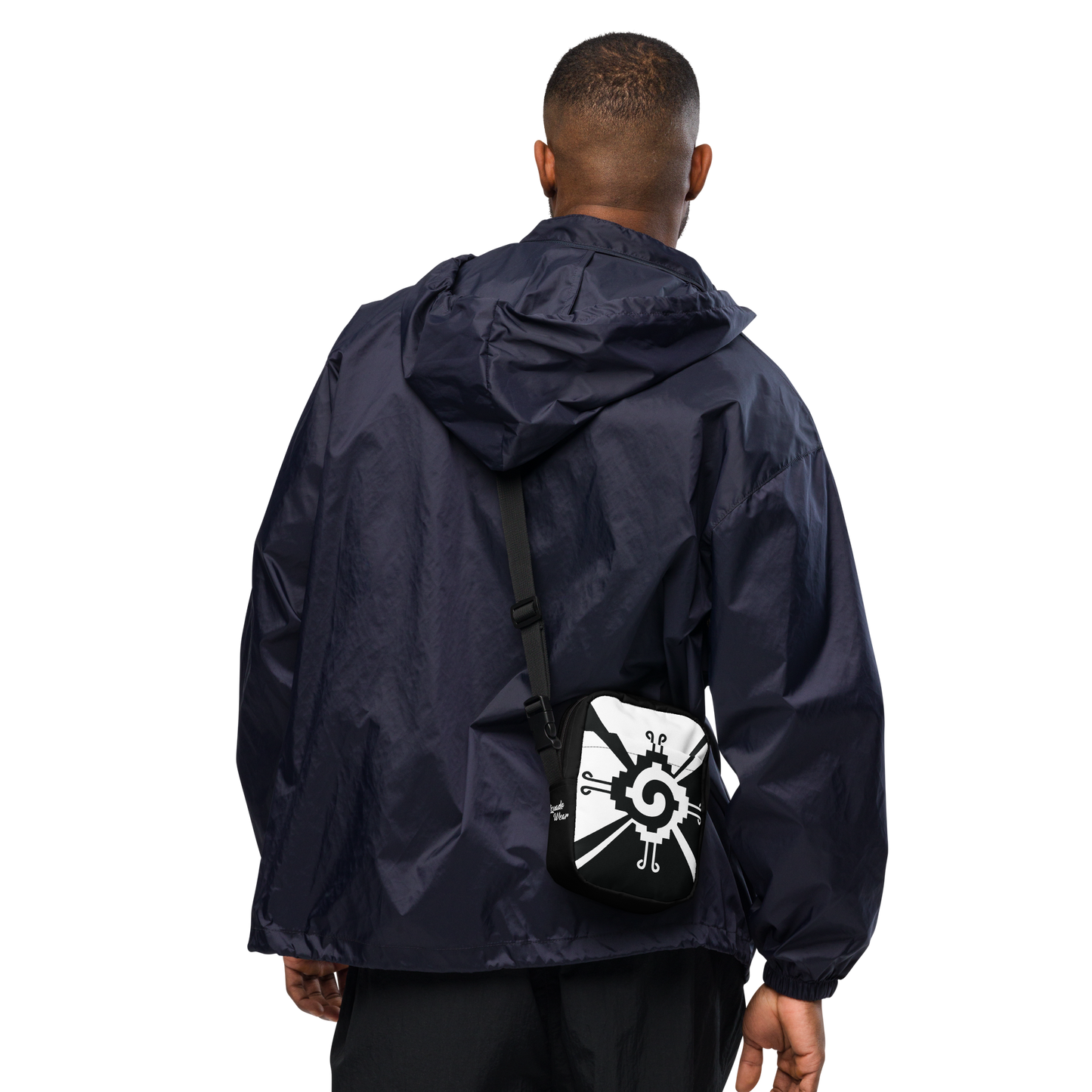Nahui Papalotl or Hunab Ku (White & Black) - Unisex Crossbody Bag