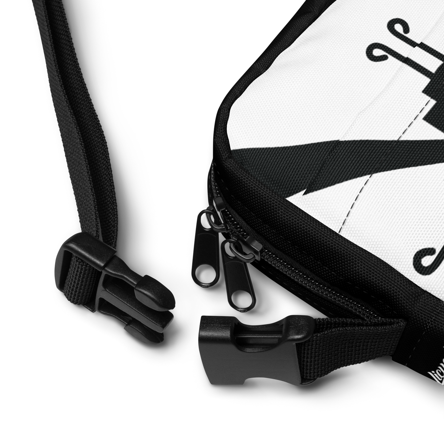 Nahui Papalotl or Hunab Ku (White & Black) - Unisex Crossbody Bag