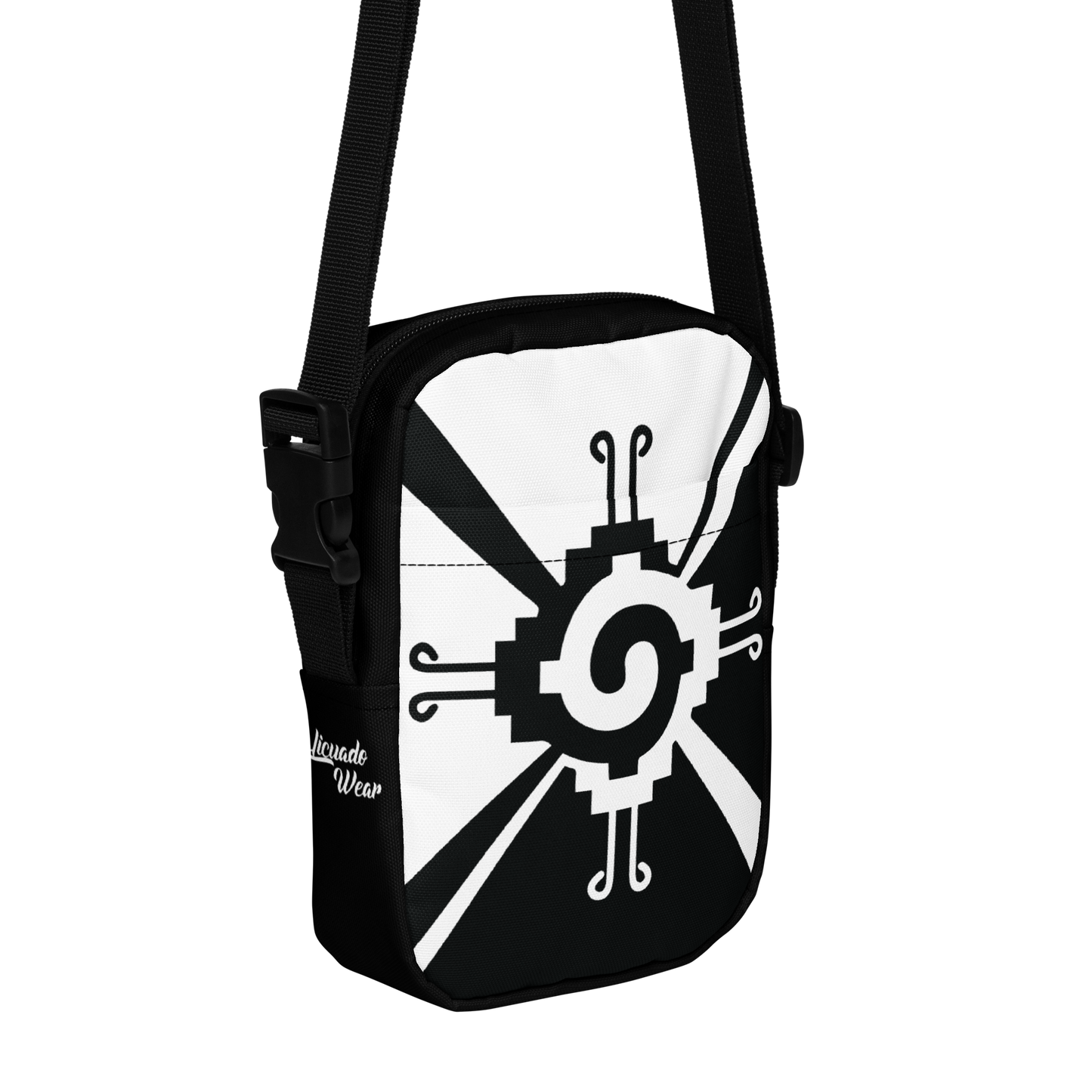 Nahui Papalotl or Hunab Ku (White & Black) - Unisex Crossbody Bag