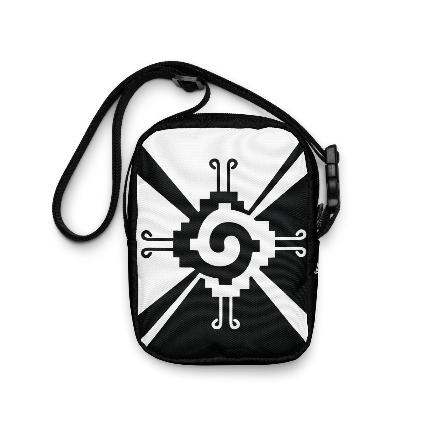Nahui Papalotl or Hunab Ku (White & Black) - Unisex Crossbody Bag