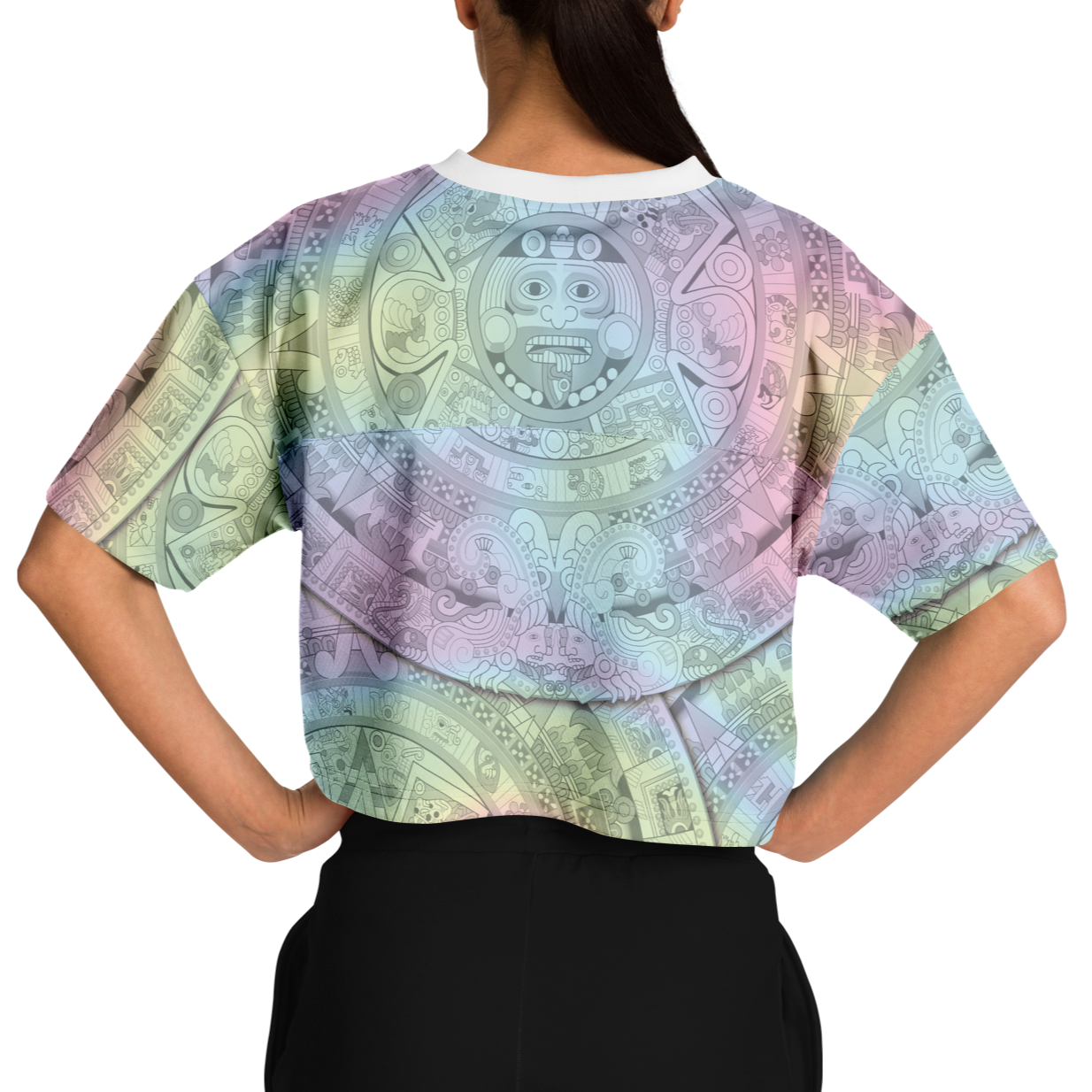 Pastel Aztec Calendar - Cropped Football Jersey