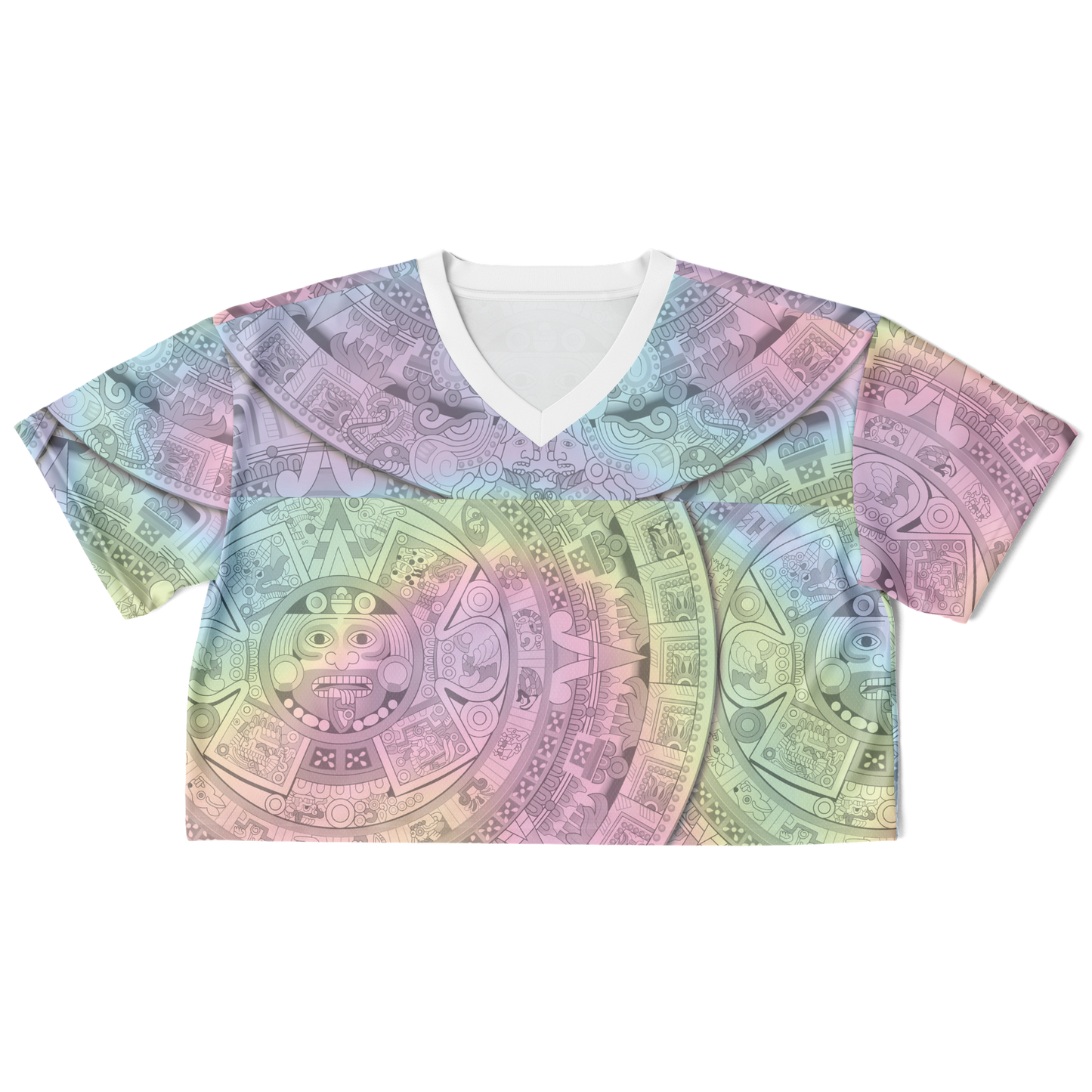 Pastel Aztec Calendar - Cropped Football Jersey