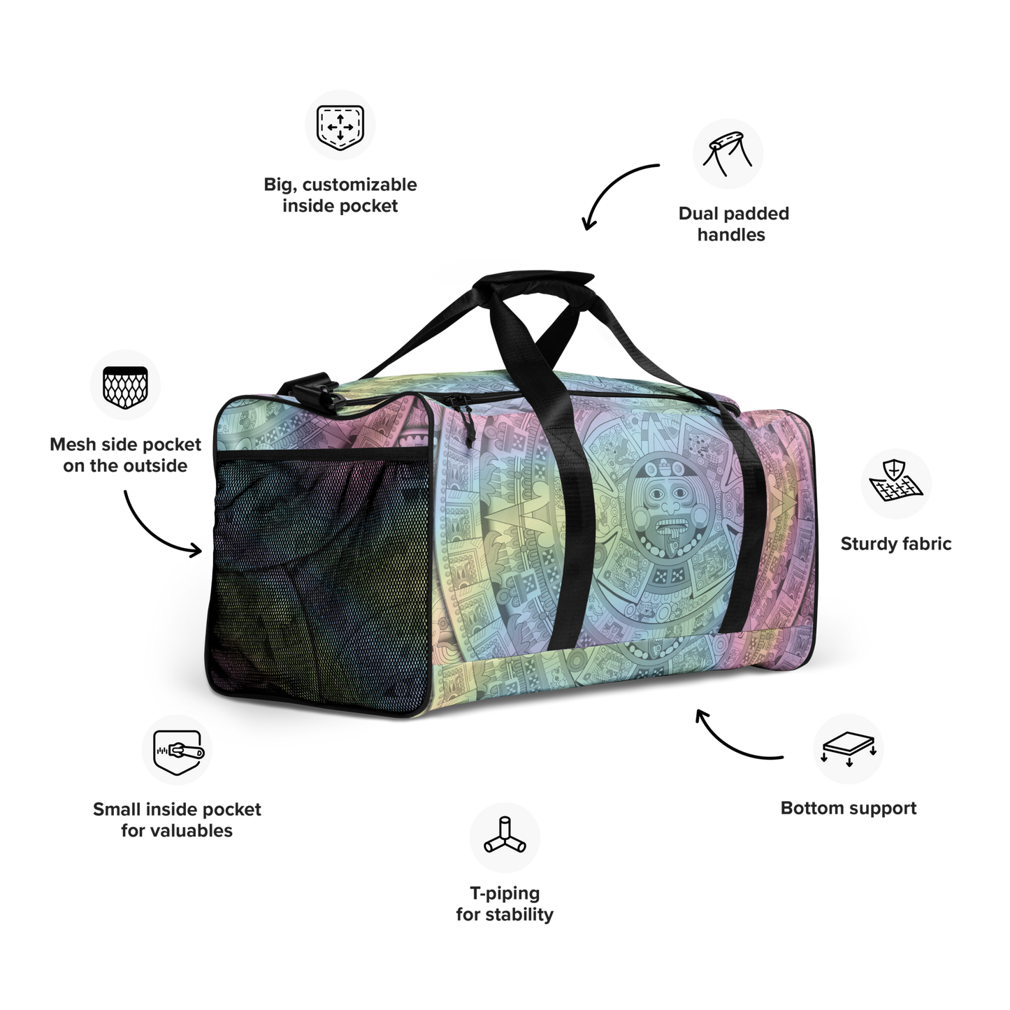 Pastel Aztec Calendar - Duffel Bag