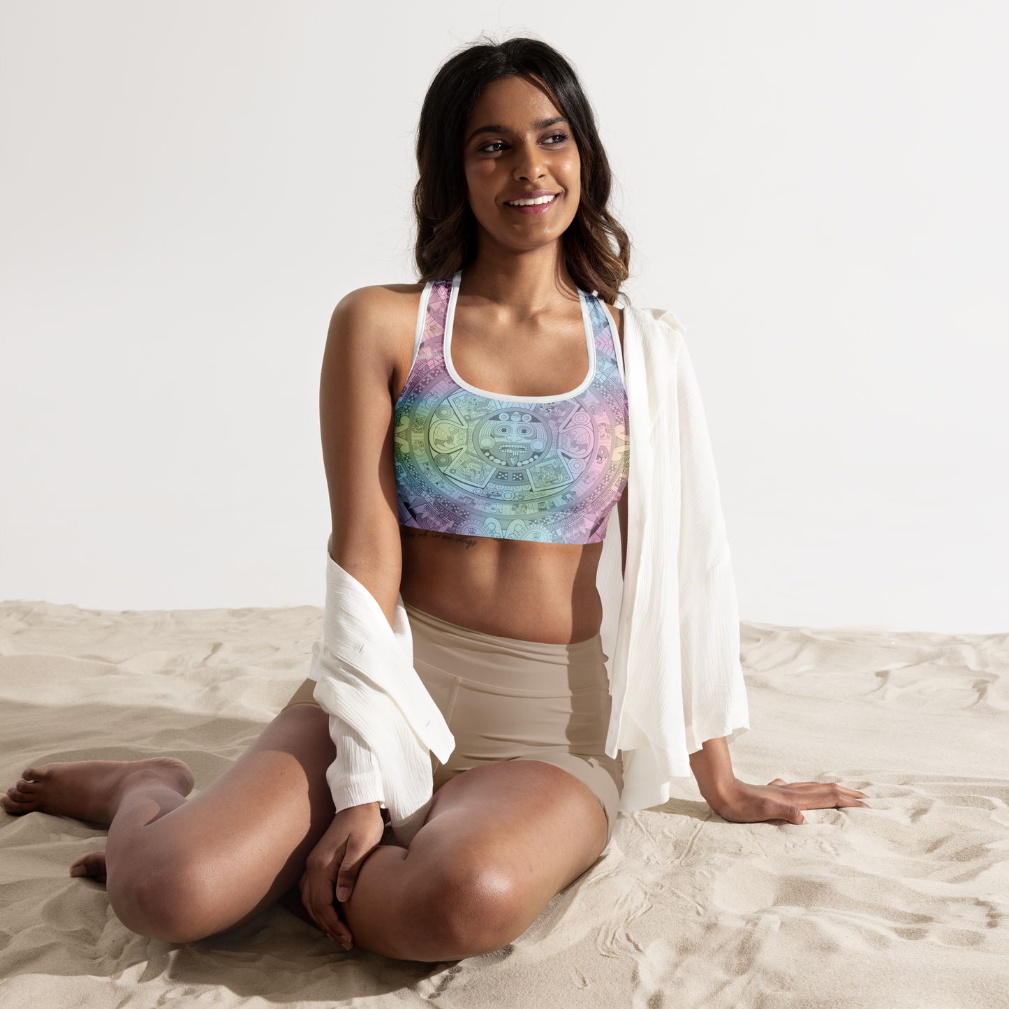 Pastel Aztec Calendar - Sports Bra
