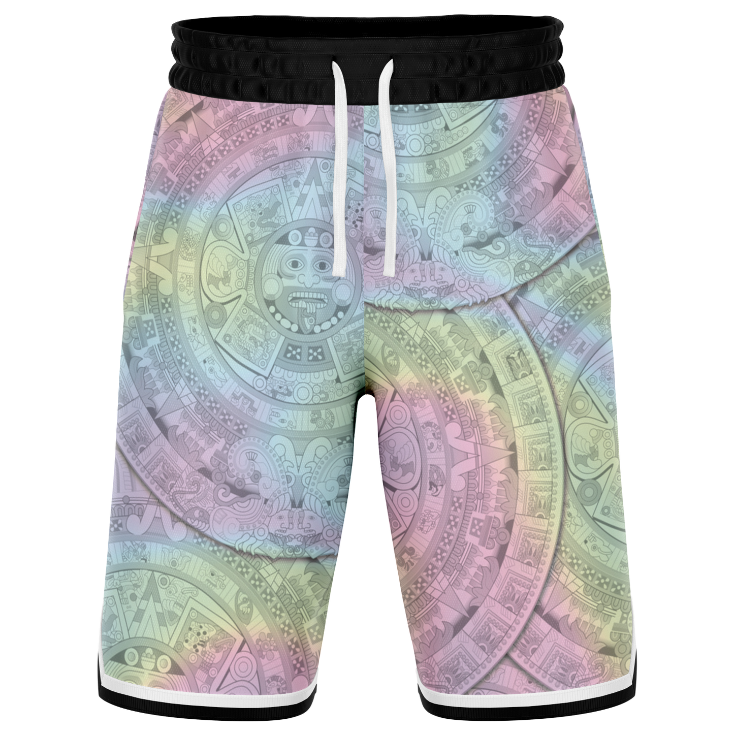 Pastel Aztec Calendar - Unisex Basketball Shorts
