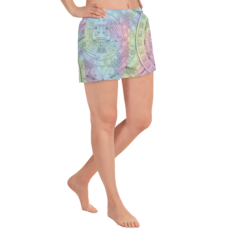 Pastel Aztec Calendar - Women’s Eco-friendly Athletic Shorts
