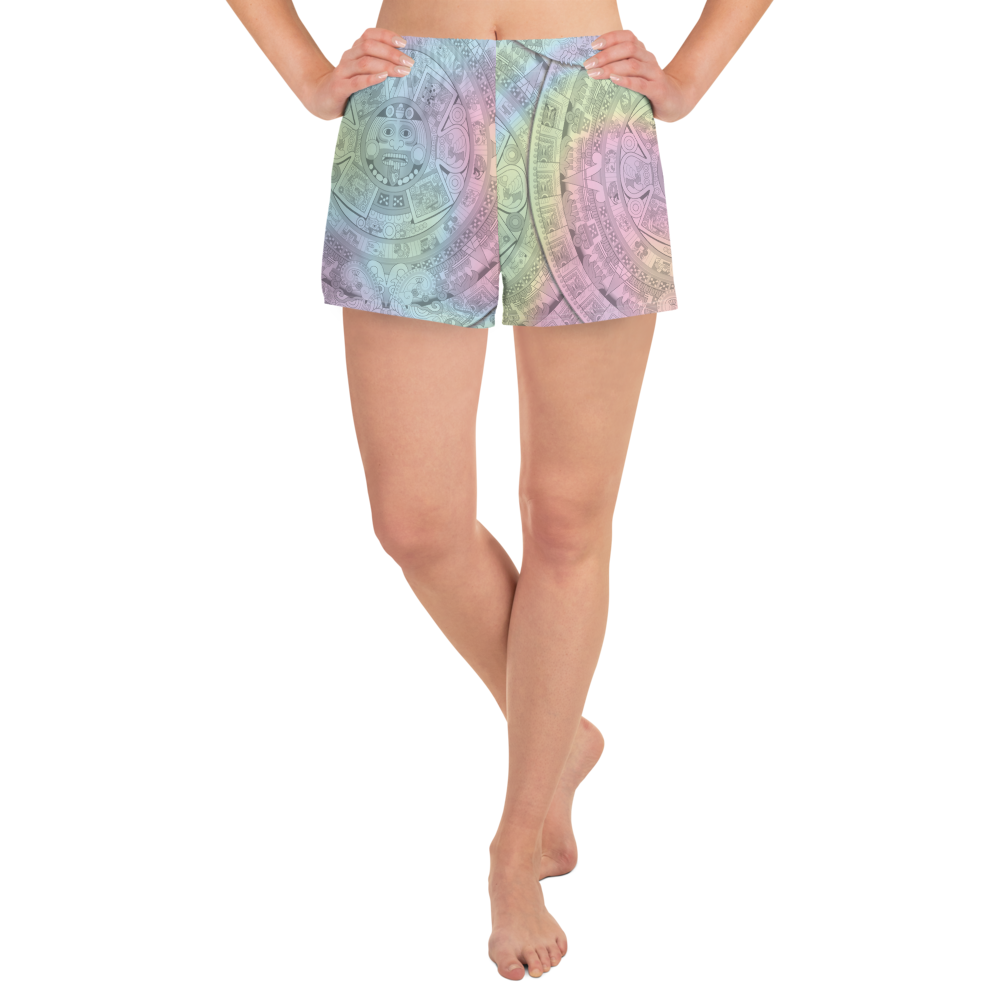 Pastel Aztec Calendar - Women’s Eco-friendly Athletic Shorts