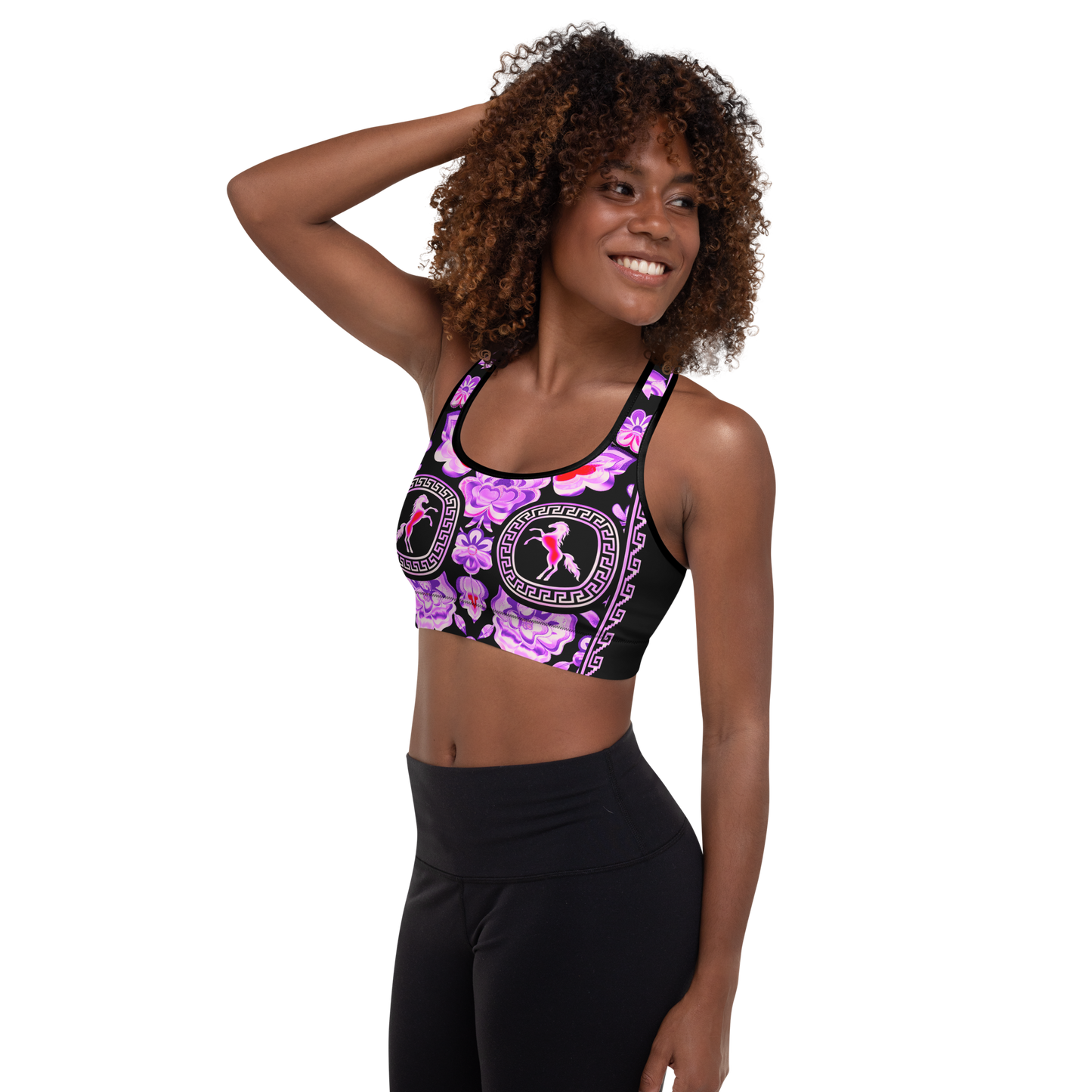 Pink Chrome Charro (Caballo/Horse) - Padded Sports Bra