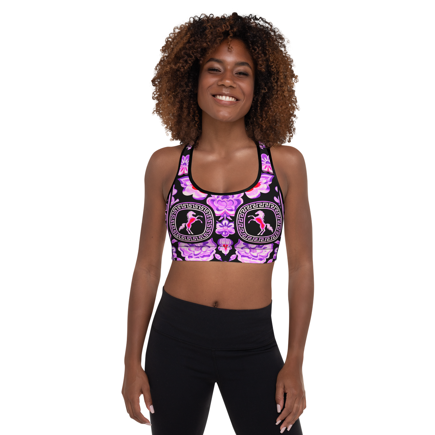 Pink Chrome Charro (Caballo/Horse) - Padded Sports Bra