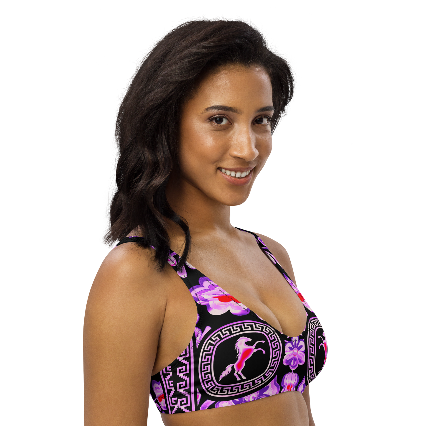 Pink Chrome Charro (Caballo/Horse) - Recycled Bikini Top