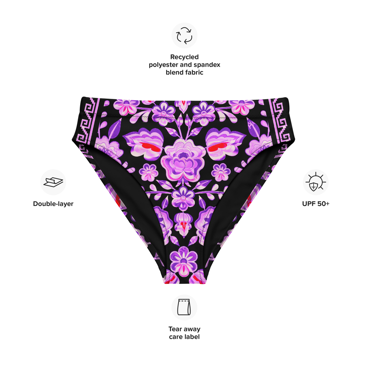 Pink Chrome Charro (Caballo/Horse) - Recycled High-waisted Bikini Bottom