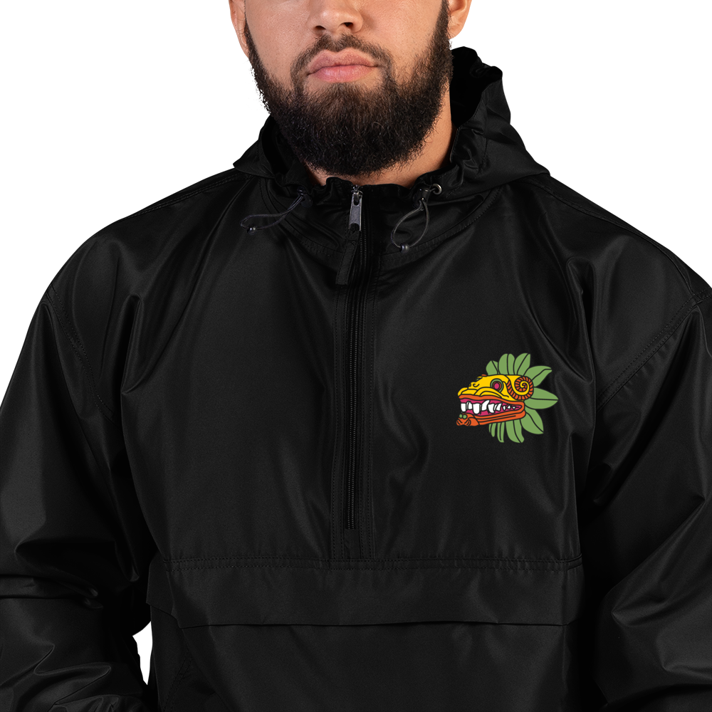 Quetzalcoatl (Bright Colorway) - Embroidered Champion Packable Jacket
