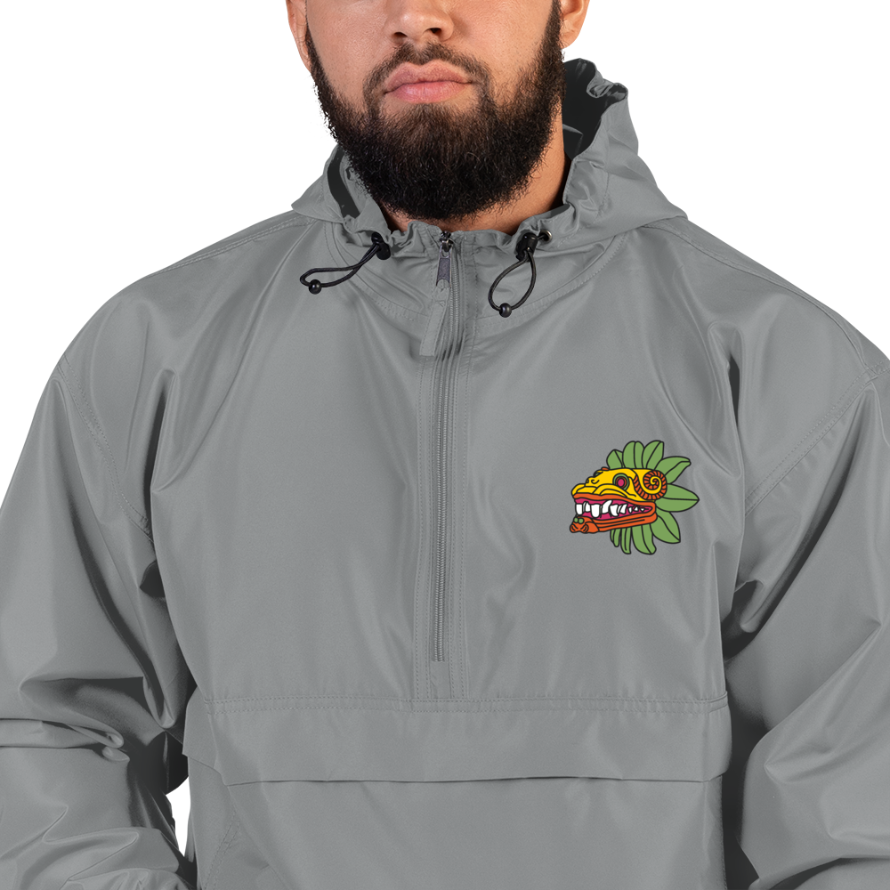Quetzalcoatl (Bright Colorway) - Embroidered Champion Packable Jacket