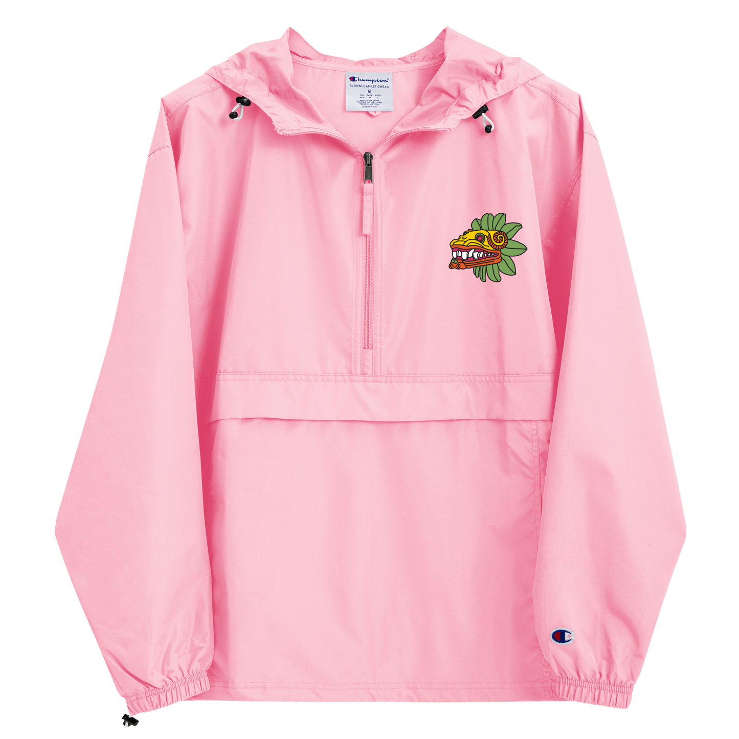 Quetzalcoatl (Bright Colorway) - Embroidered Champion Packable Jacket