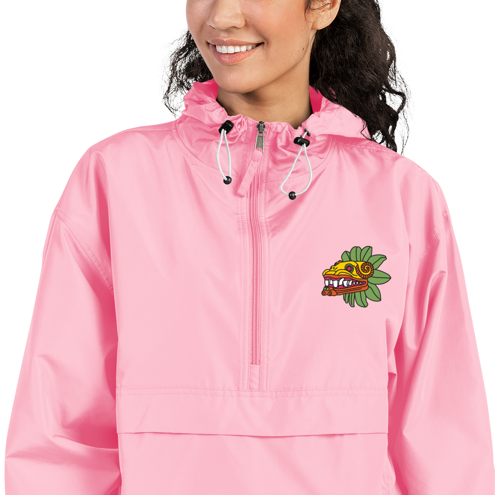 Quetzalcoatl (Bright Colorway) - Embroidered Champion Packable Jacket