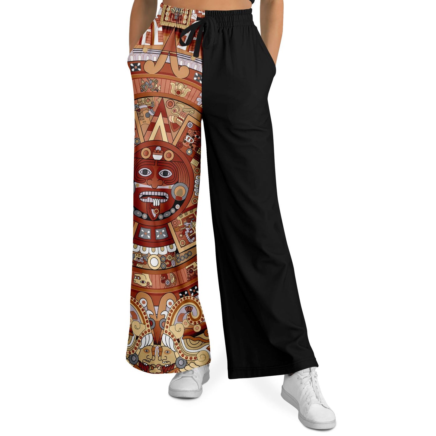 Red Earth & Tan Aztec Calendar - Flare Pant