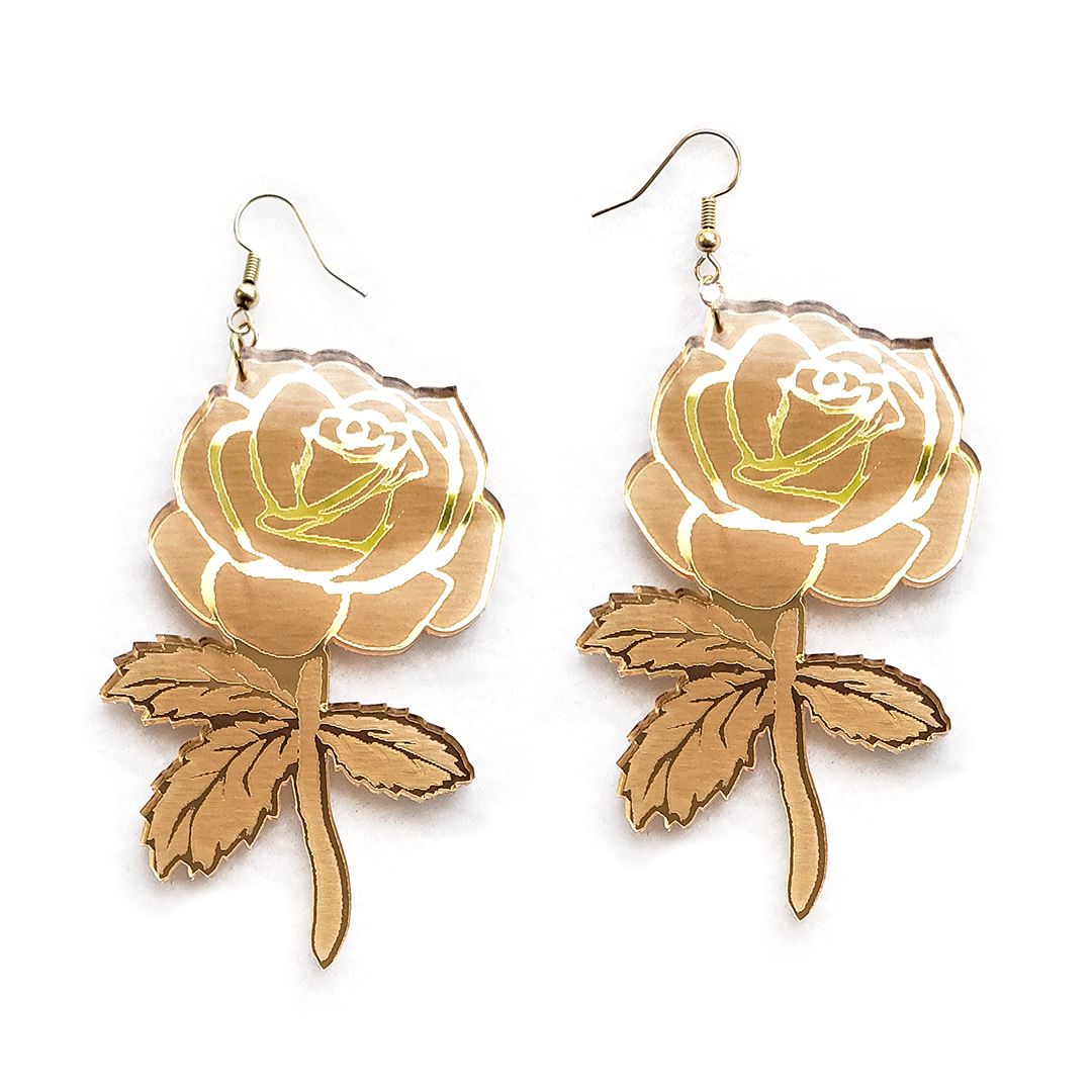 Rose (Gold Mirror Acrylic) - Earrings