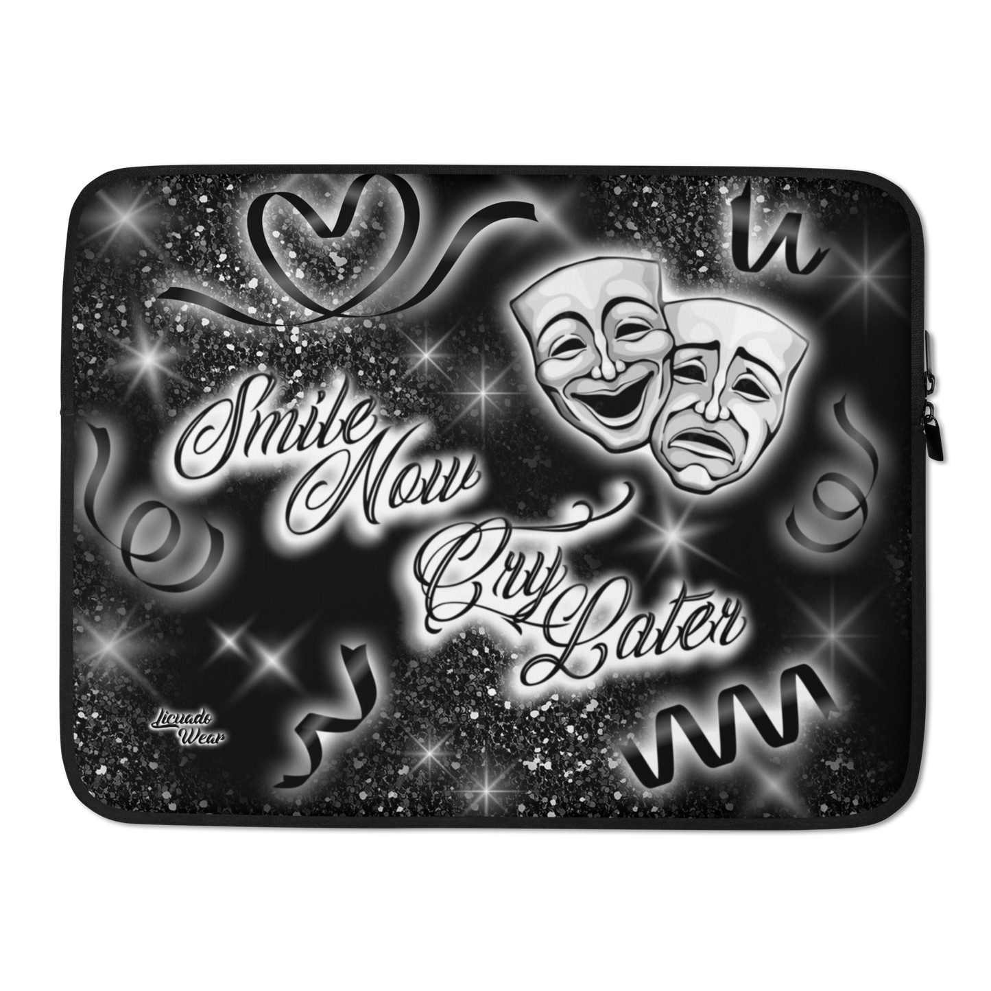 Smile Now Cry Later (Black Glitter) 90s Baby - Laptop Soft Case