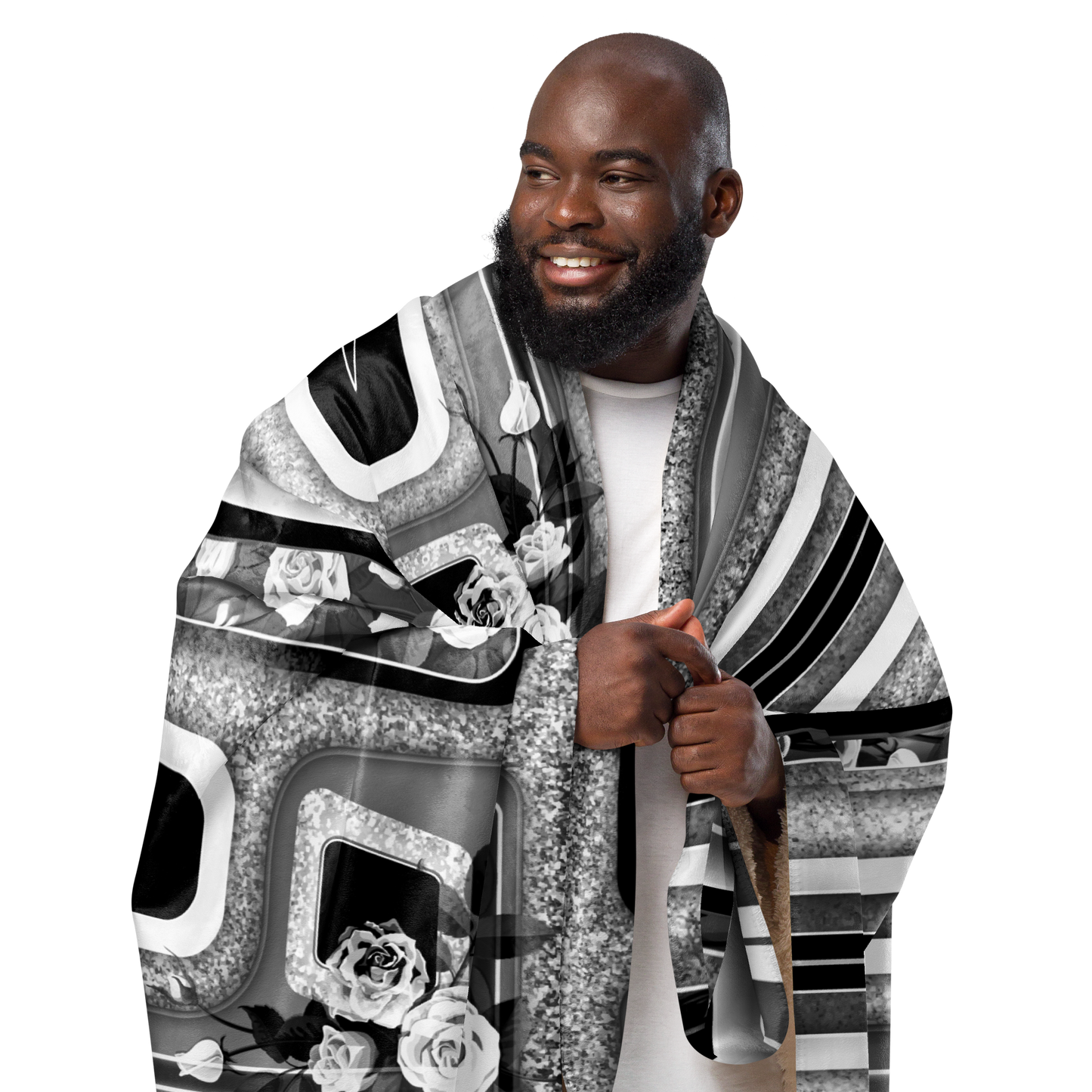 Black & White with Roses Lowrider Hood - Blanket (2 sizes)