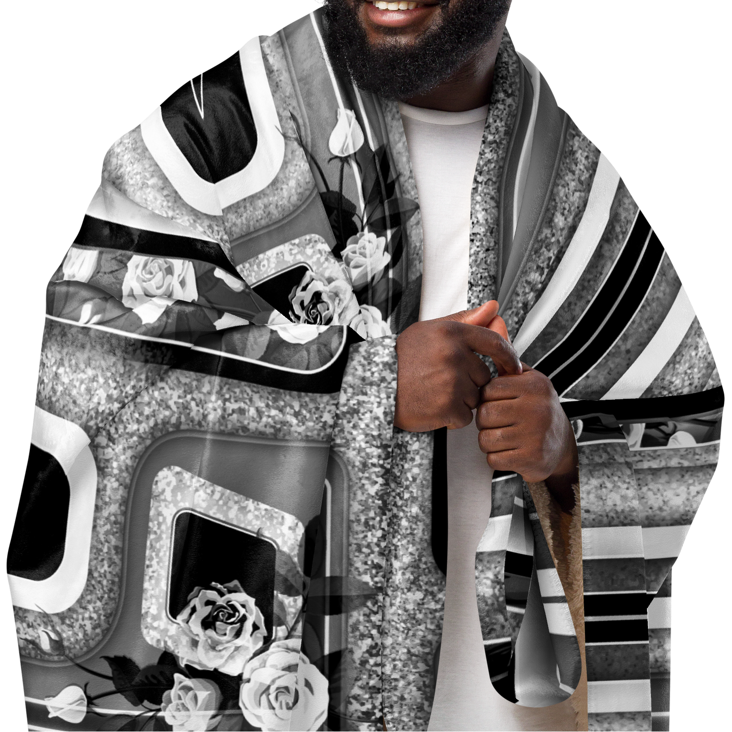 Black & White Lowrider Hood - Sherpa Blanket
