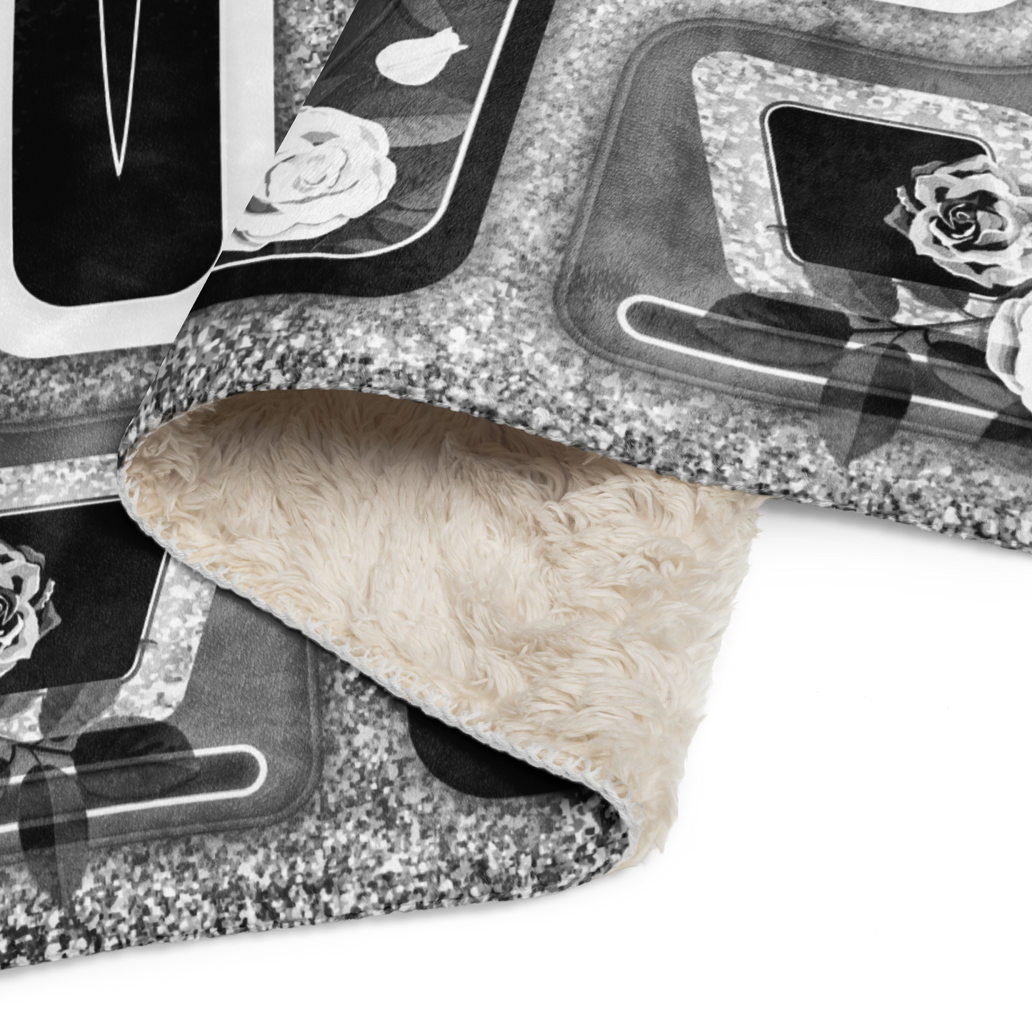 Black & White with Roses Lowrider Hood - Blanket (2 sizes)