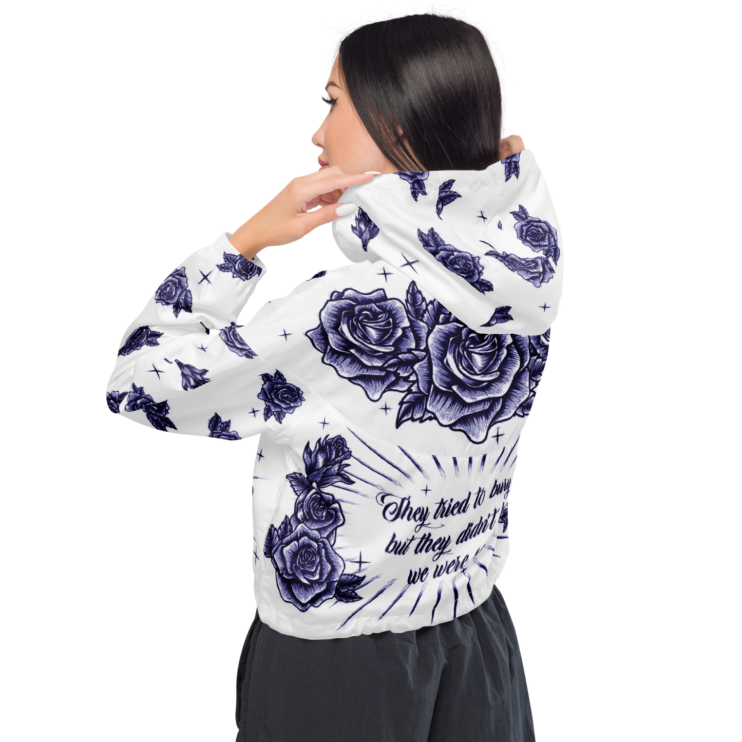 They tried to bury us... (Blue Bic Pen Style) - Cropped Windbreaker Jacket