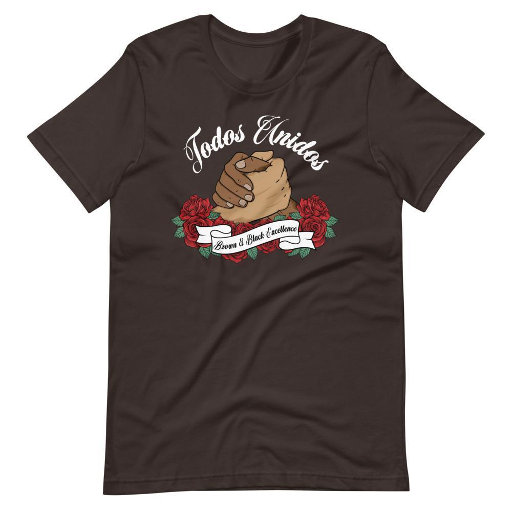 Todos Unidos, Brown and Black Excellence - Short-Sleeve Unisex Dark T-Shirts - Licuado Wear