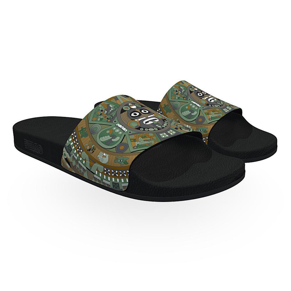 Tonatiuh (Green & Brown) - Unisex Slide Sandal-Footwear-Licuado Wear