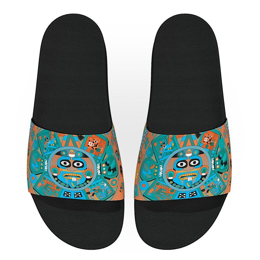 Tonatiuh (Turquoise & Orange) - Unisex Slide Sandal-Footwear-Licuado Wear